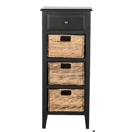 Safavieh Michaela Drawer Side Table- Distressed Black - 35.8 x 11.8 x 15 in. AMH5744A